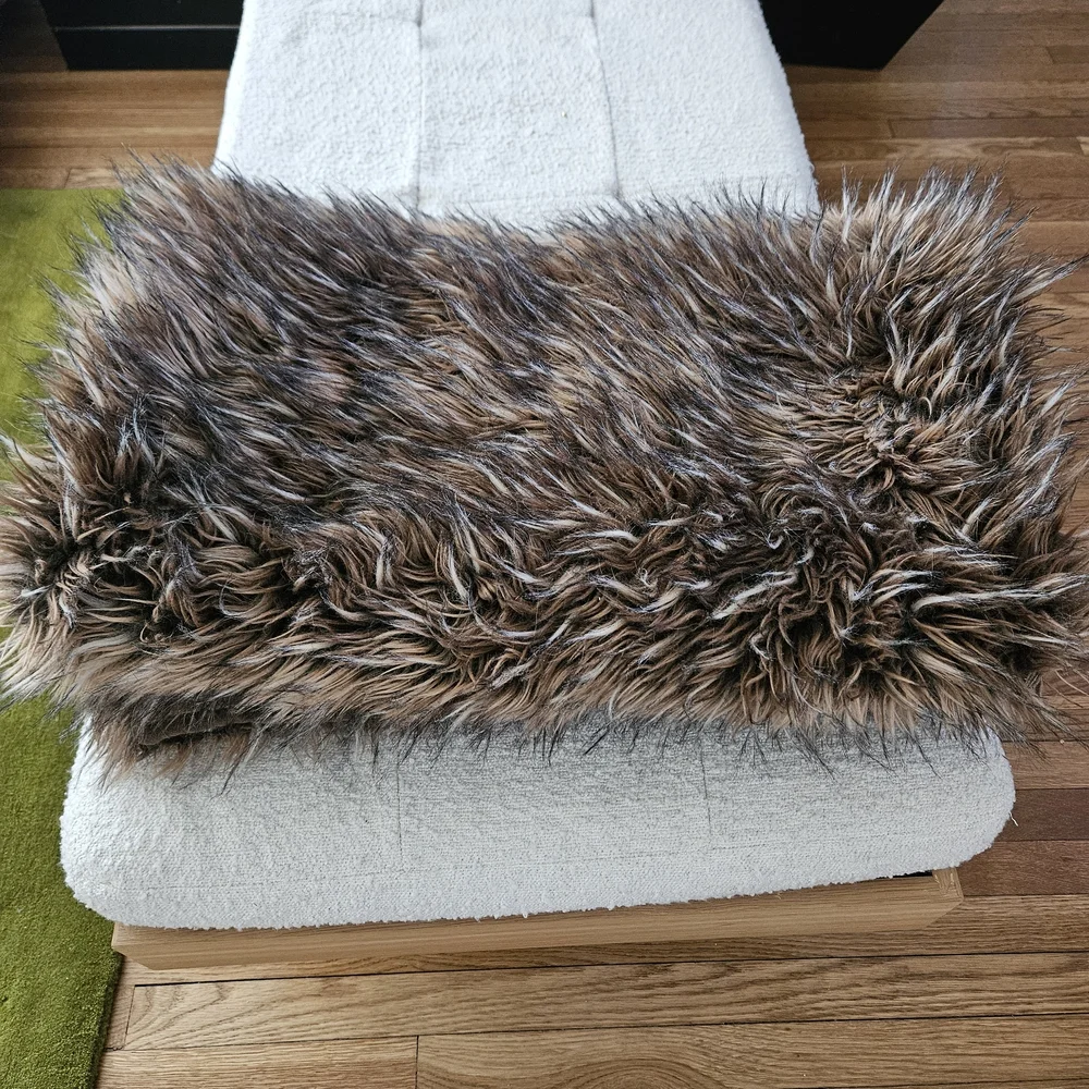 Restoration Hardware Luxurious Faux Fur Throw in Brown and Cream